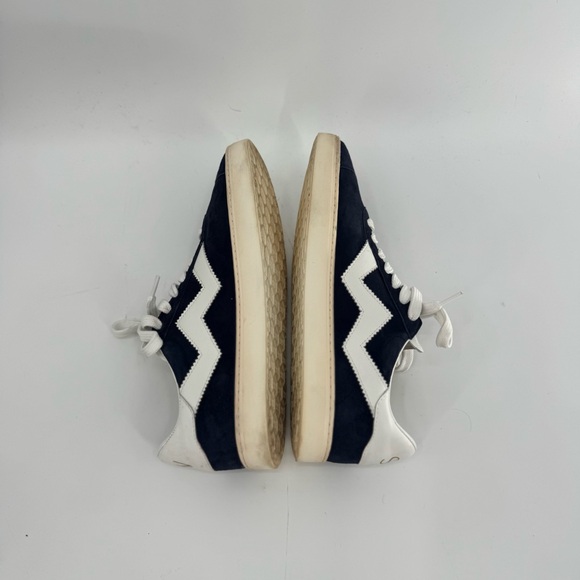 Stuart Weitzman Daryl Low Top Leather Sneakers Navy Blue/White Women’s 9 - Picture 7 of 12
